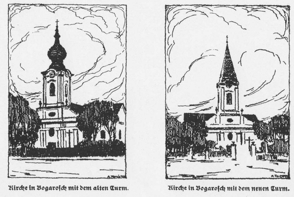 Kirche mit altem und neuem Turm.